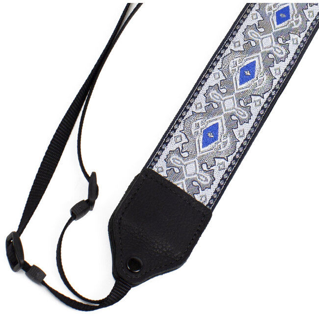 Perri's Silver/Blue Diamond Jacquard  Camera Strap