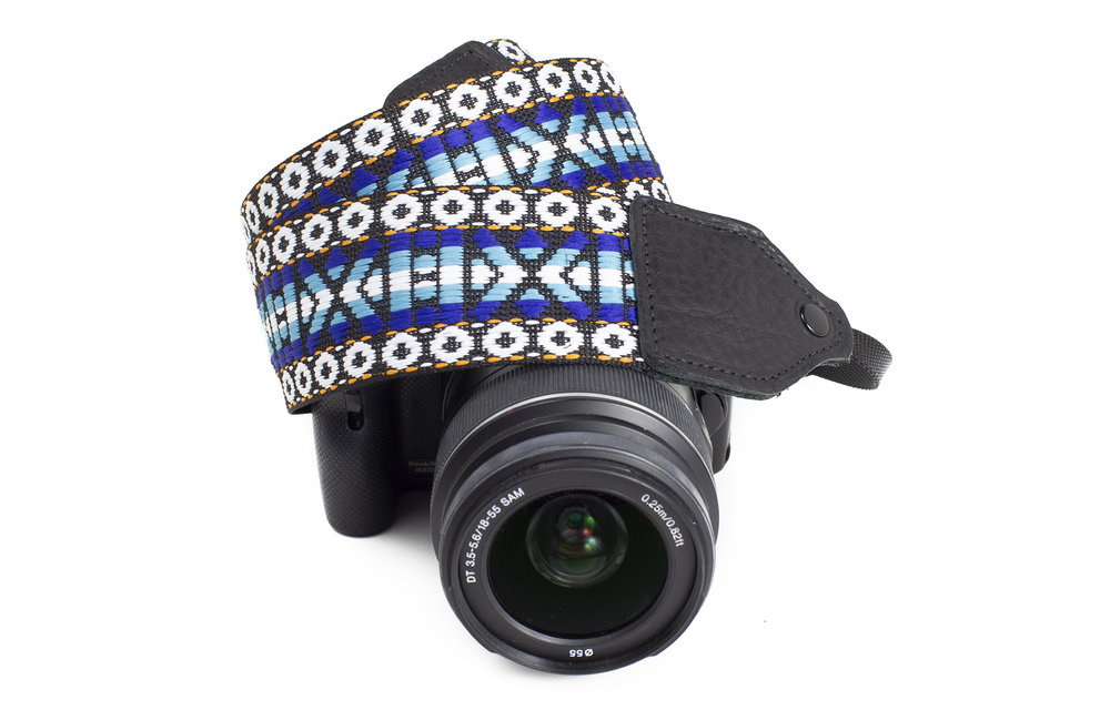 Perri's Blue/White Geo Hootenanny Nylon Camera Strap