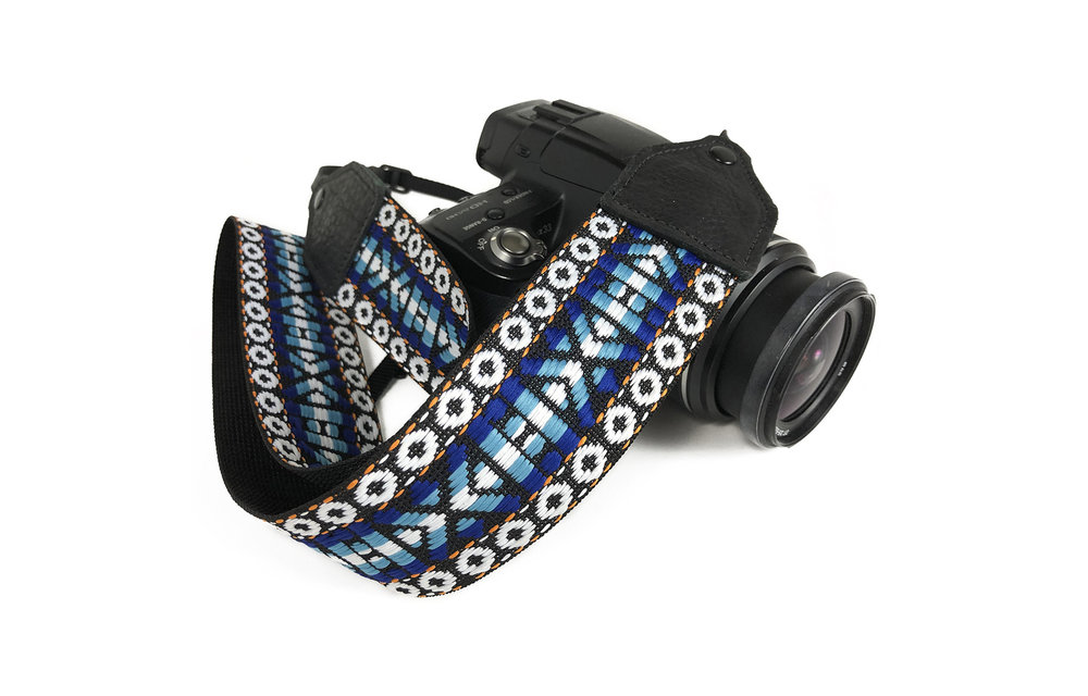 Perri's Blue/White Geo Hootenanny Nylon Camera Strap