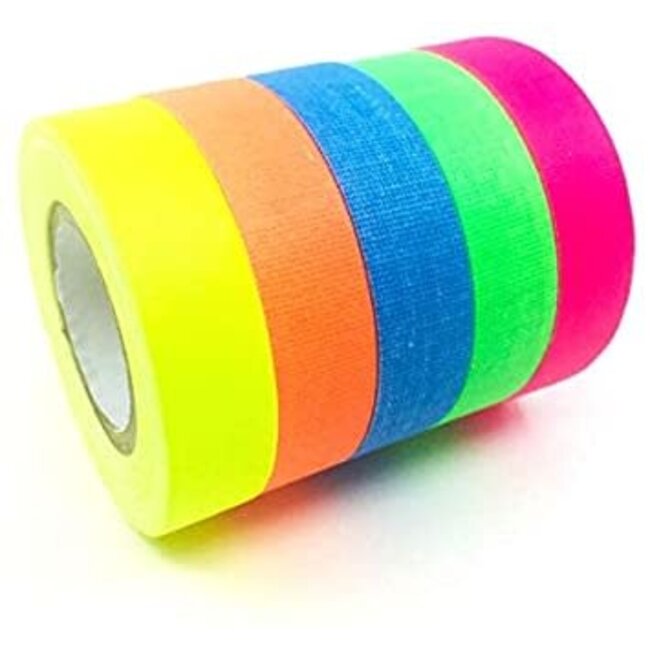 5 rolls asst 1" x 6 yds Flourescent Colors Spike Tape