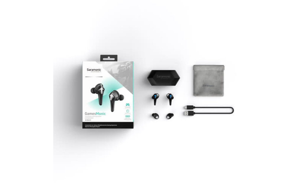 Saramonic Gamesamonic In Ear Mobile Headphones w/ Microphone & Charging Case - Black