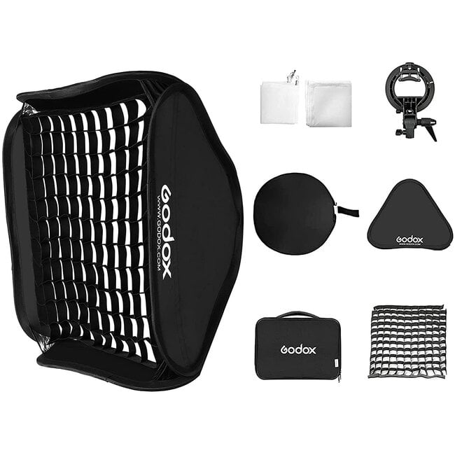 GODOX 32” x 32” Foldable Softbox with Flash Bowens S Bracket V2 w/ Grid