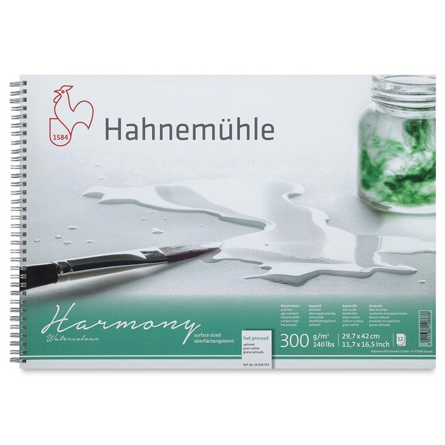 Hahnemühle Harmony Watercolor Pad - 12 Sheet Hot Pressed 11.69”x16.53” (A3)