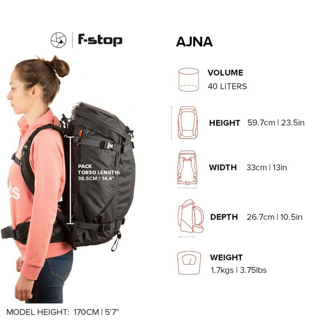 f-stop Mountain Series Ajna 40L Backpack Bundle - Anthracite (Matte Black)