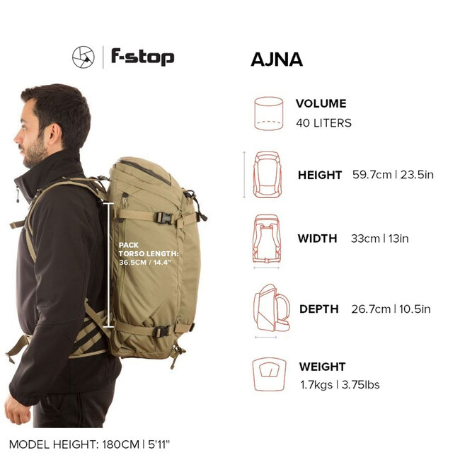 f-stop Mountain Series Ajna 40L Backpack Bundle - Anthracite (Matte Black)