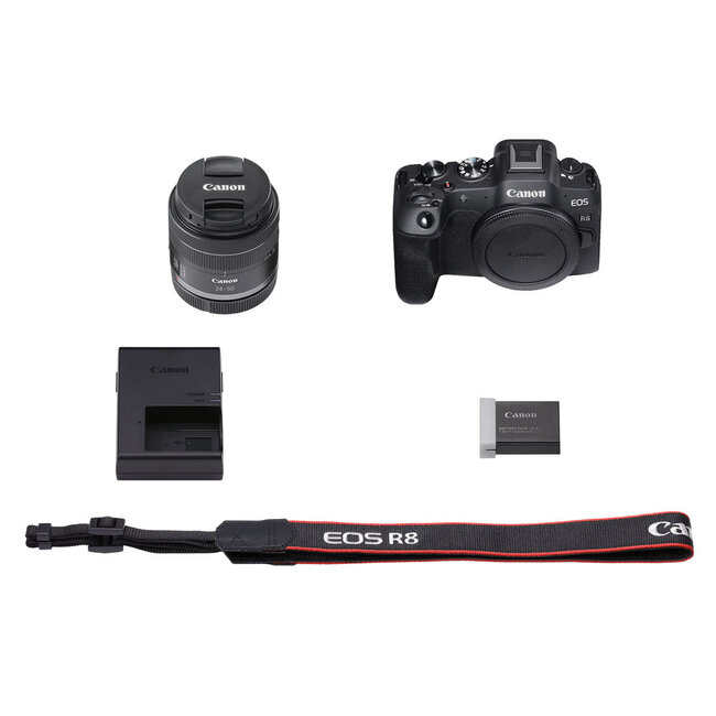 Canon EOS R8 FullFrame Mirrorless RSeries Camera w/ RF 2450mm IS STM Lens Kit Looking Glass