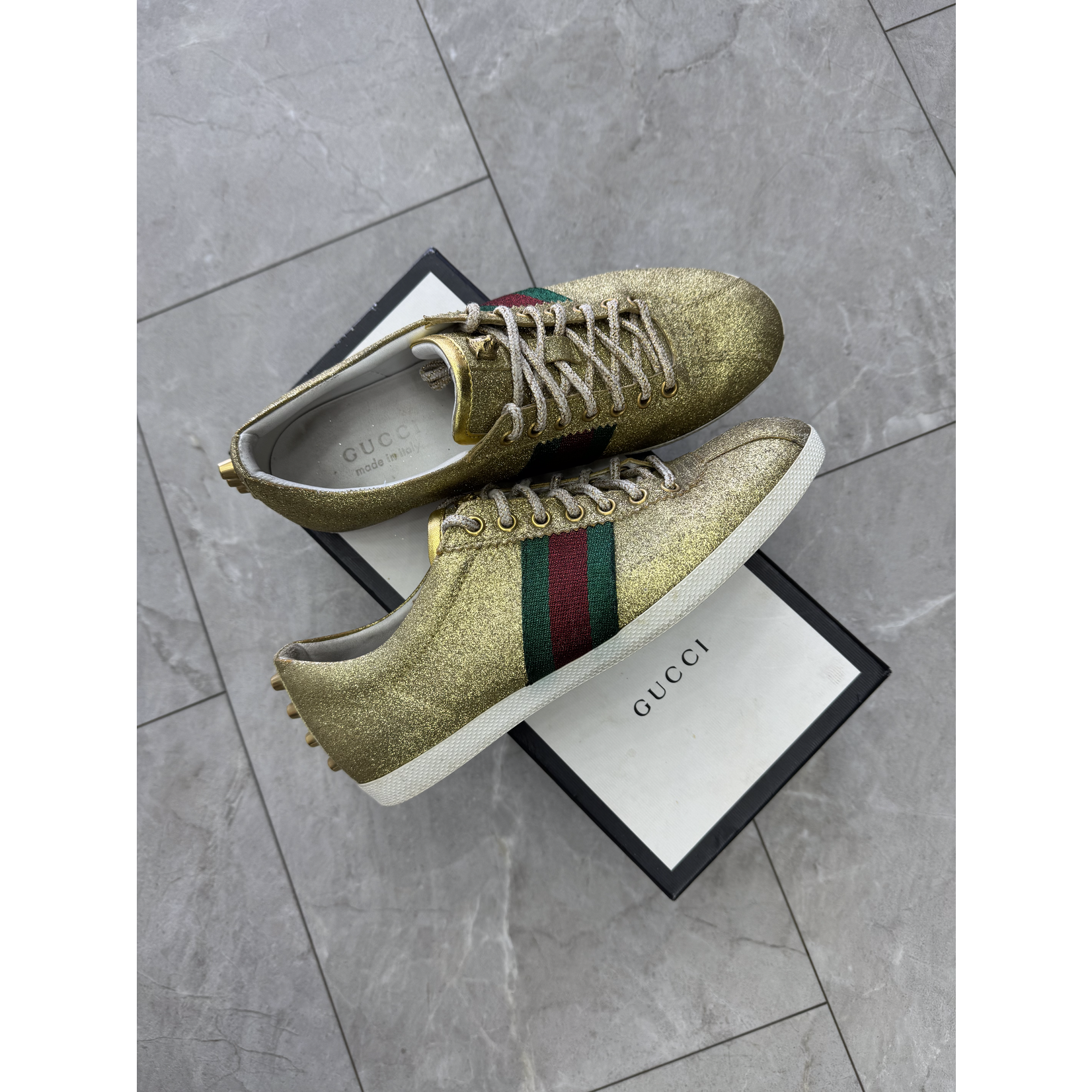 Gucci Used Gucci Bambi Low "Metallic Gold Glitter"