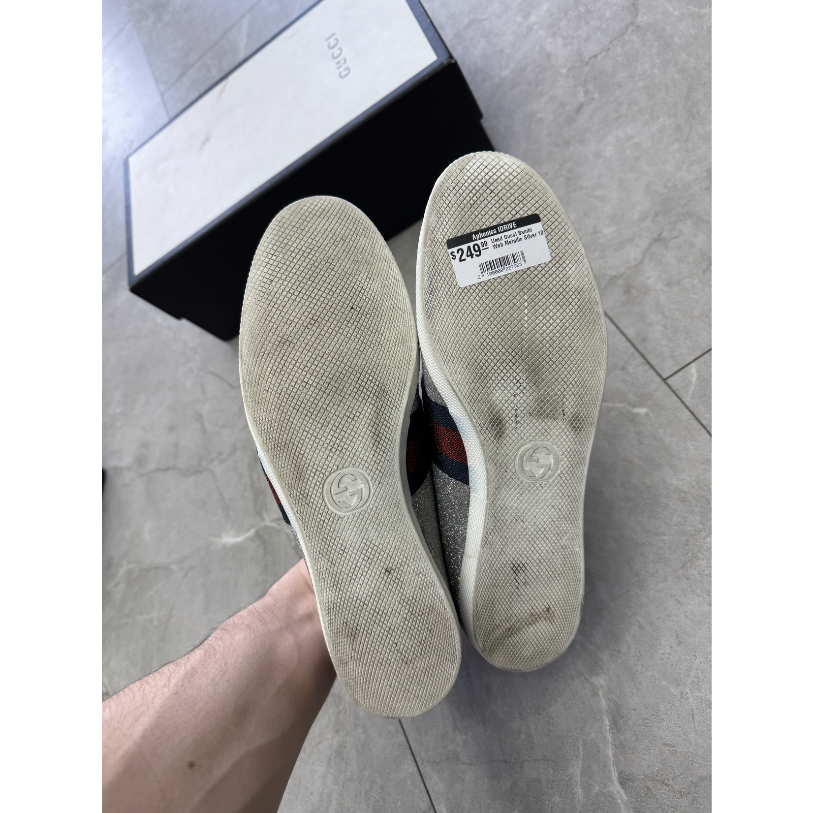 Gucci Used Gucci Bambi Web Metallic Silver