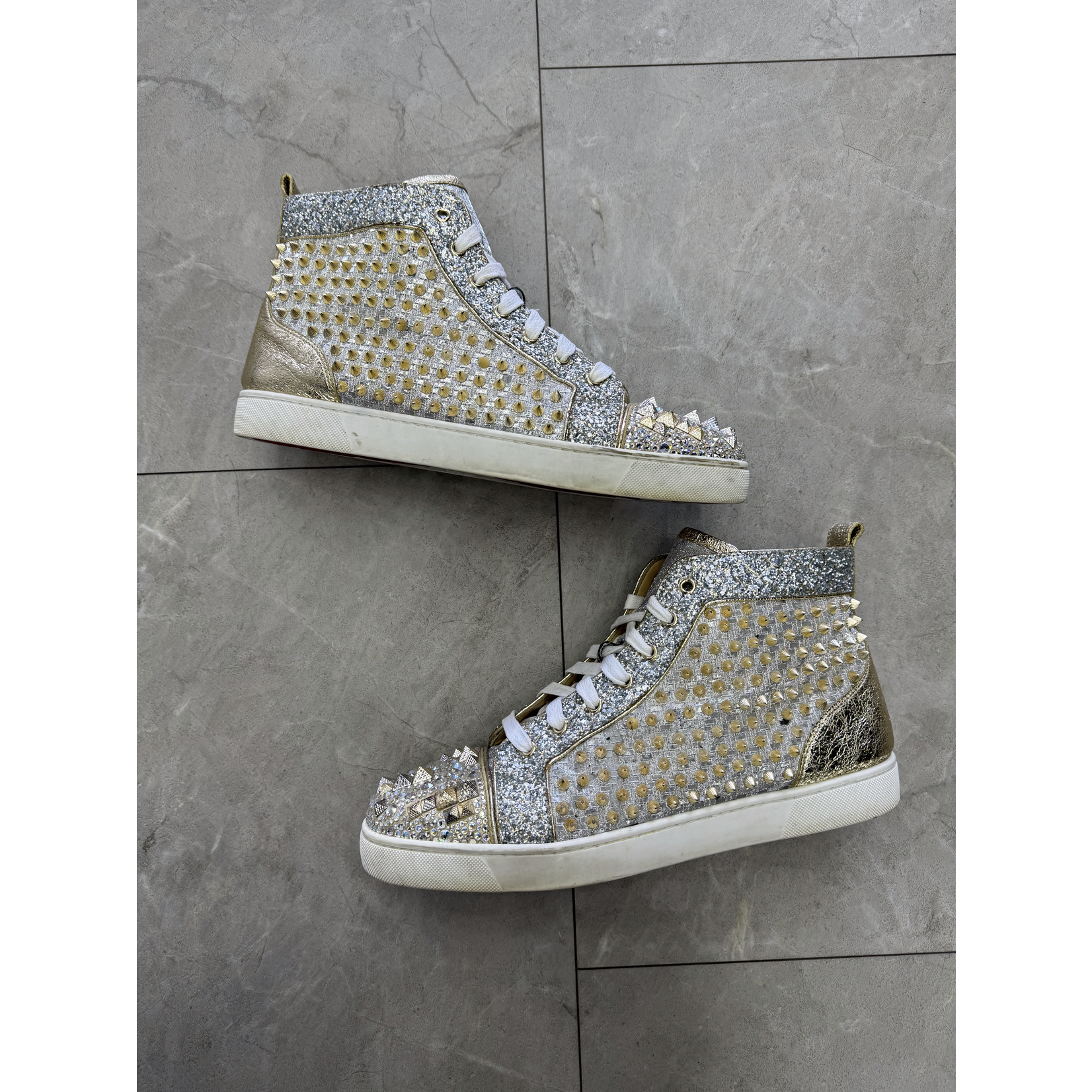 Louboitin Used Christian Louboutin Gold/Silver High Top (no box)