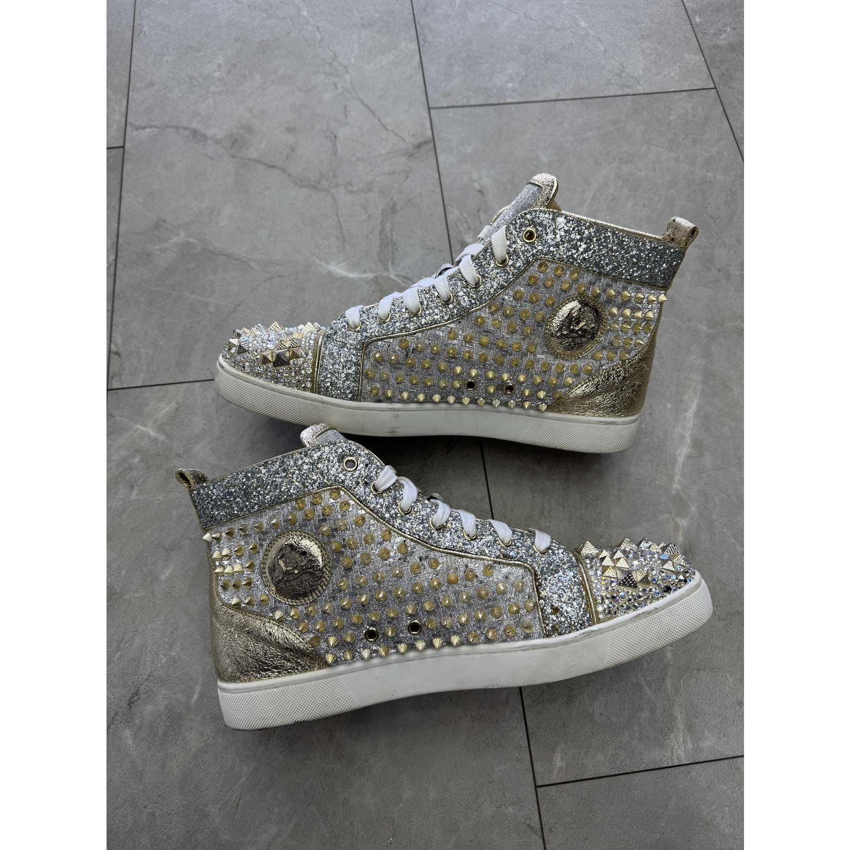 Louboitin Used Christian Louboutin Gold/Silver High Top (no box)