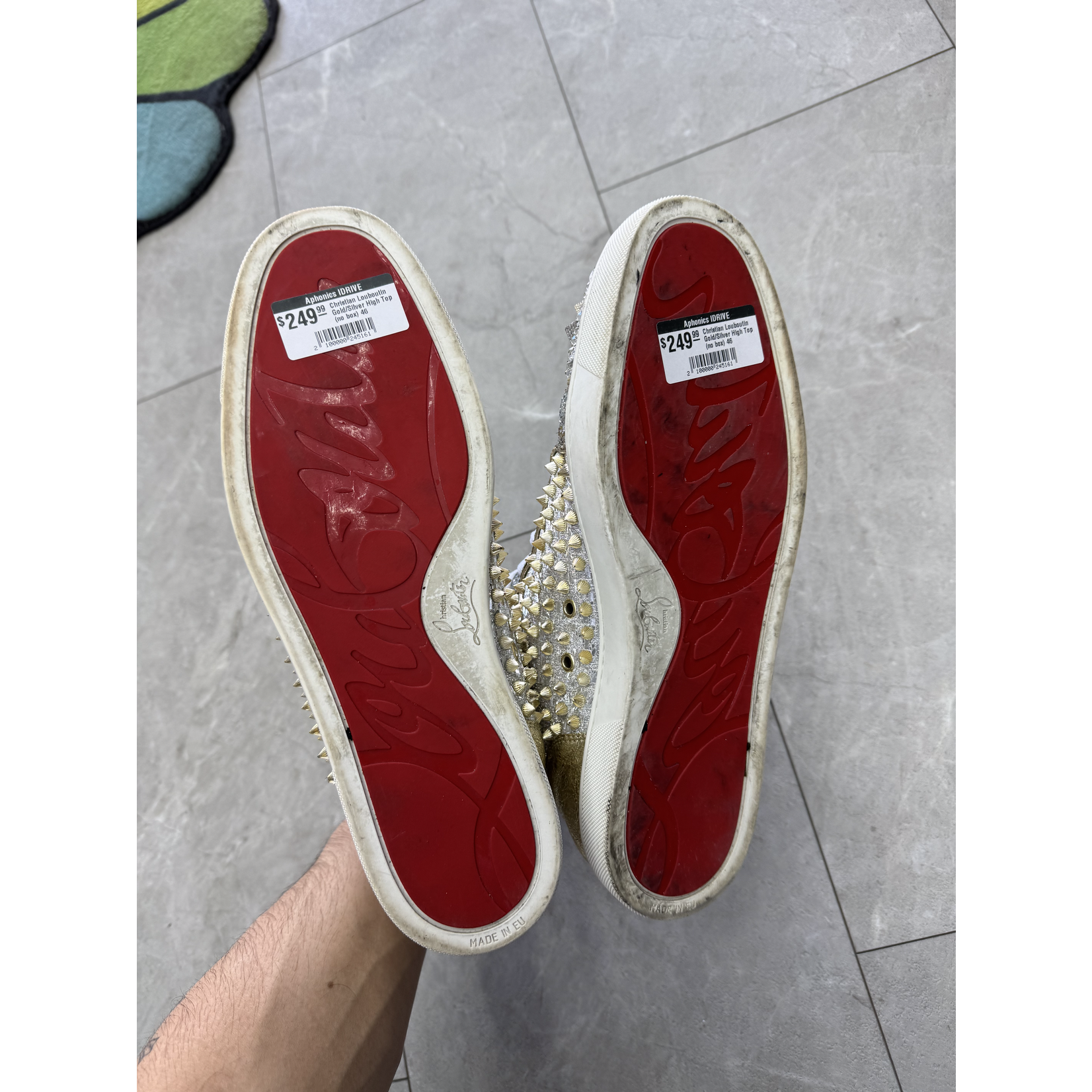 Louboitin Used Christian Louboutin Gold/Silver High Top (no box)