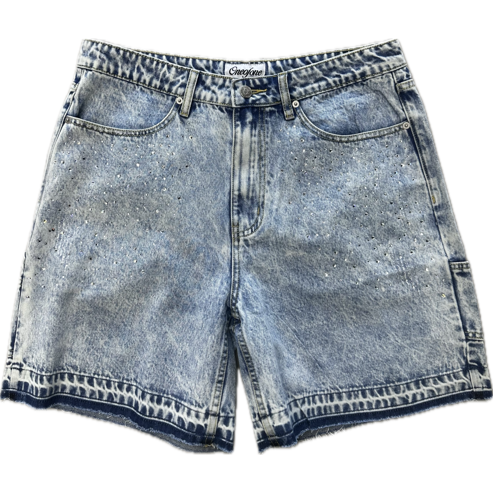 Oneofone Oneofone Rhinestone Jorts Blue