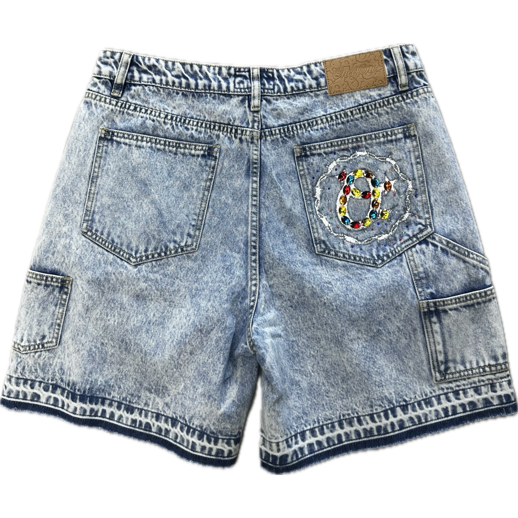 Oneofone Oneofone Rhinestone Jorts Blue
