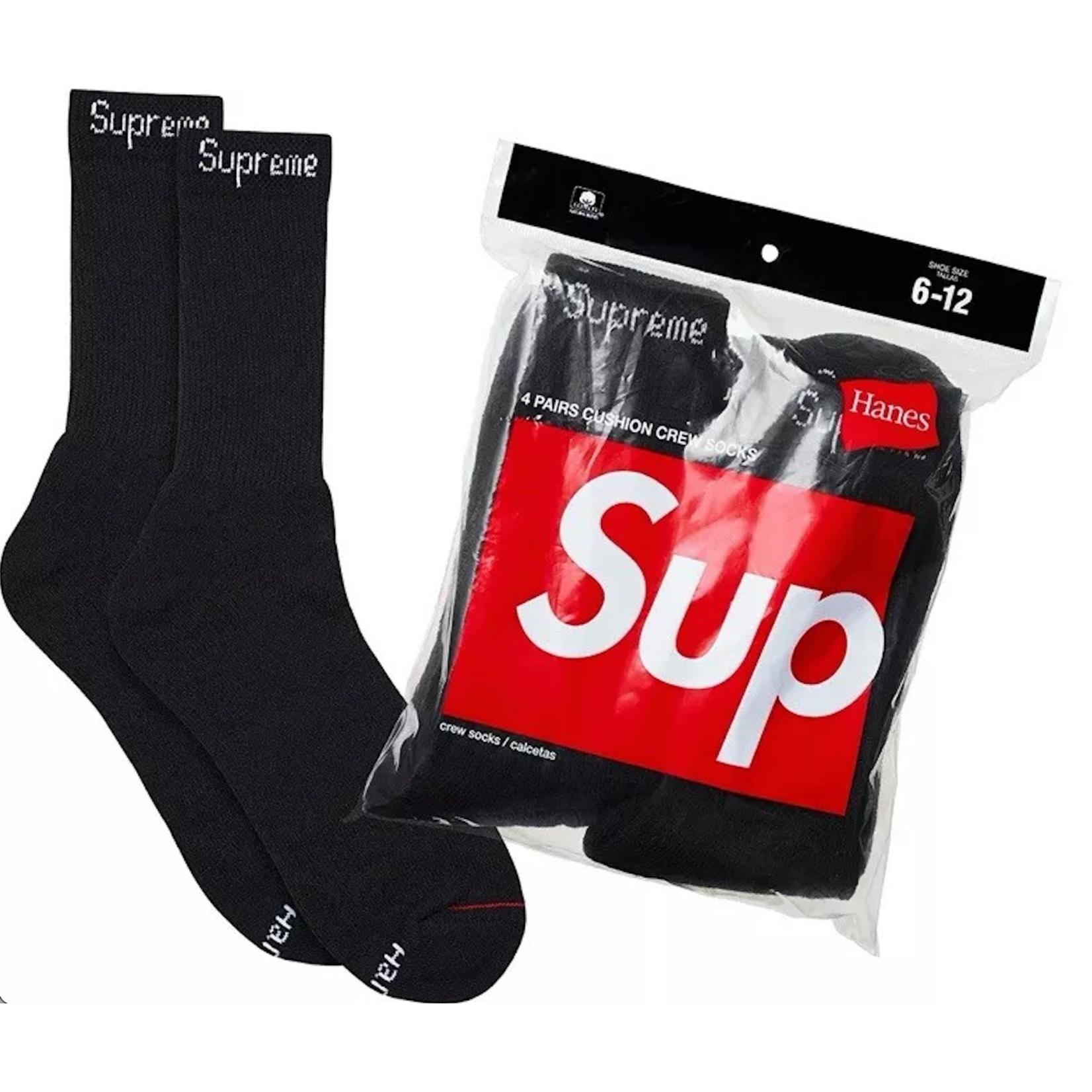 Supreme Supreme Hanes Crew Socks (4 Pack) Black