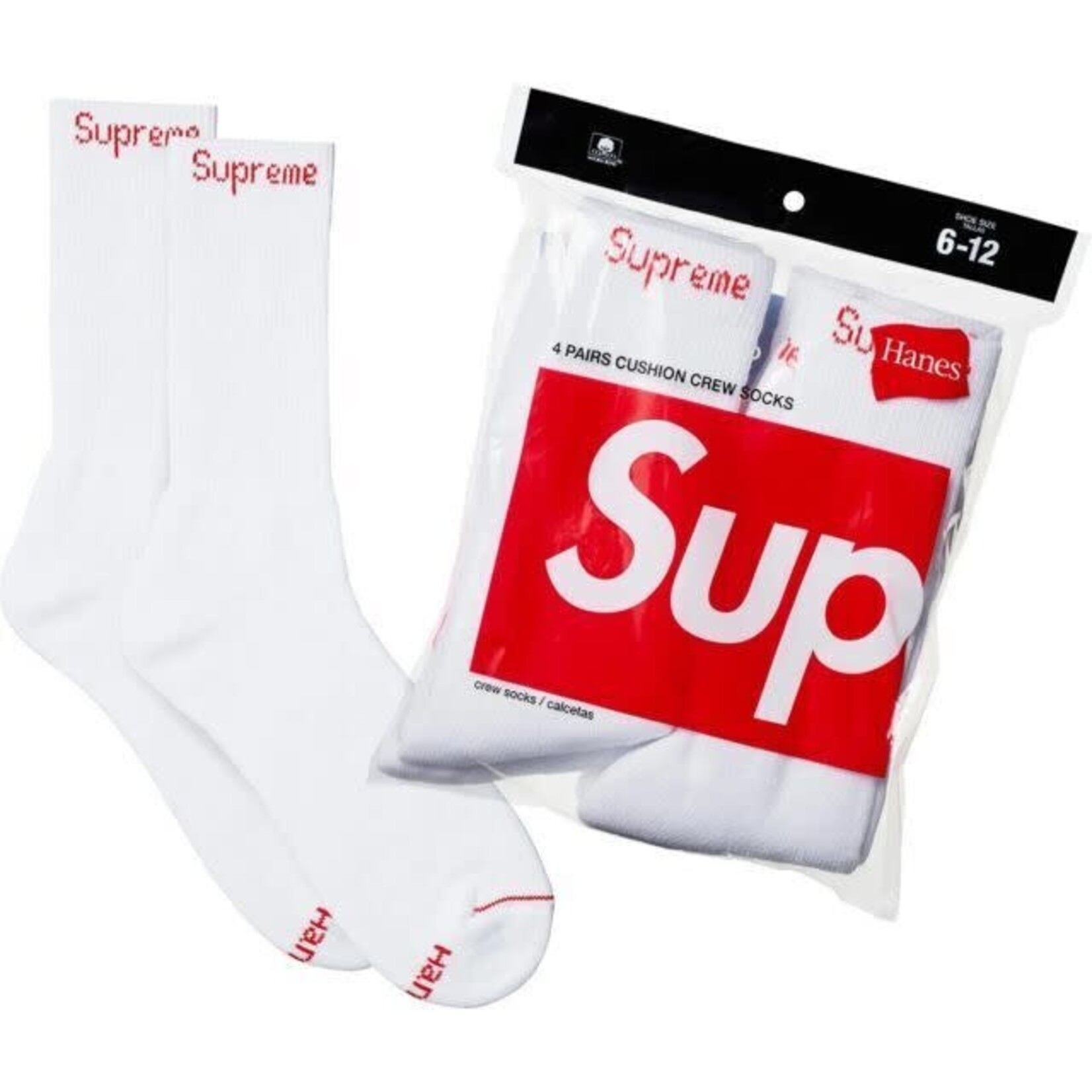 Supreme Supreme Hanes Crew Socks (4 Pack) White