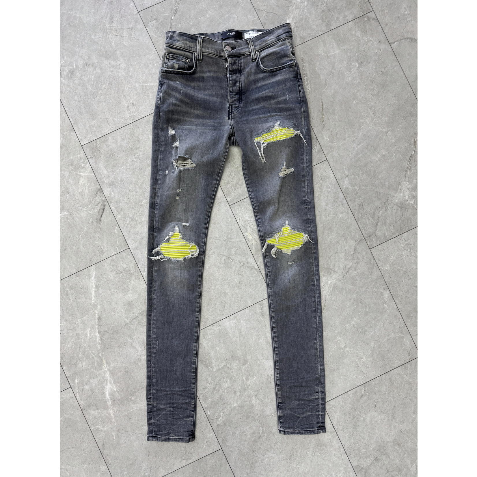 Amiri Used Amiri Mx1 Yellow Slit Jeans