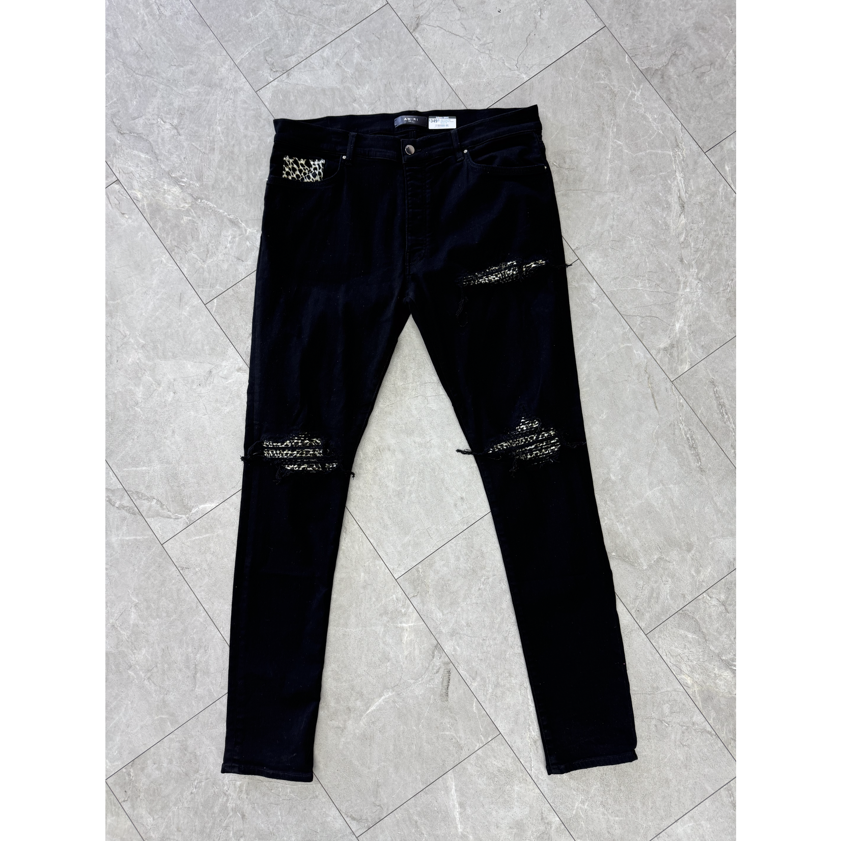 Amiri Used Amiri MX1 Cheetah Print Black Denim