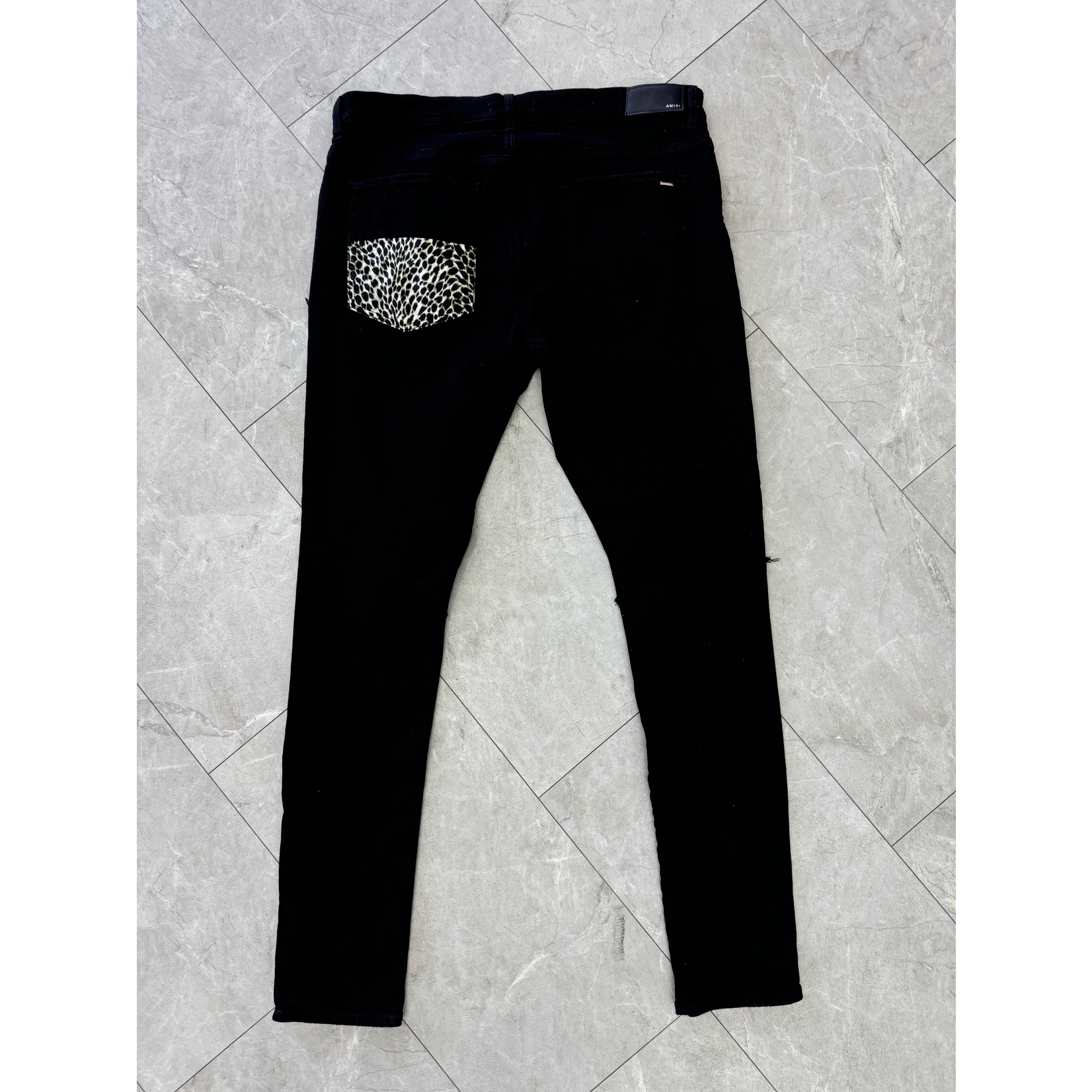 Amiri Used Amiri MX1 Cheetah Print Black Denim
