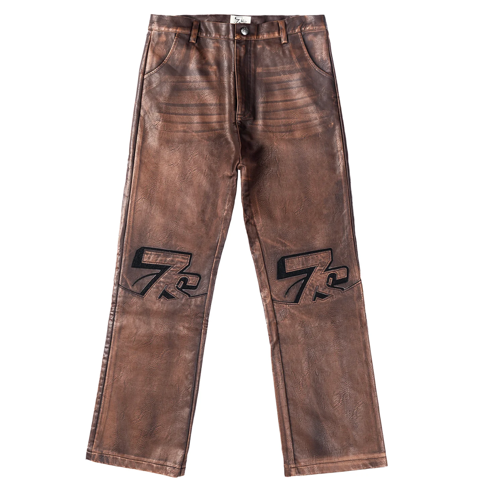 TRIPLE 7 Triple 7 Brown Leather Pants
