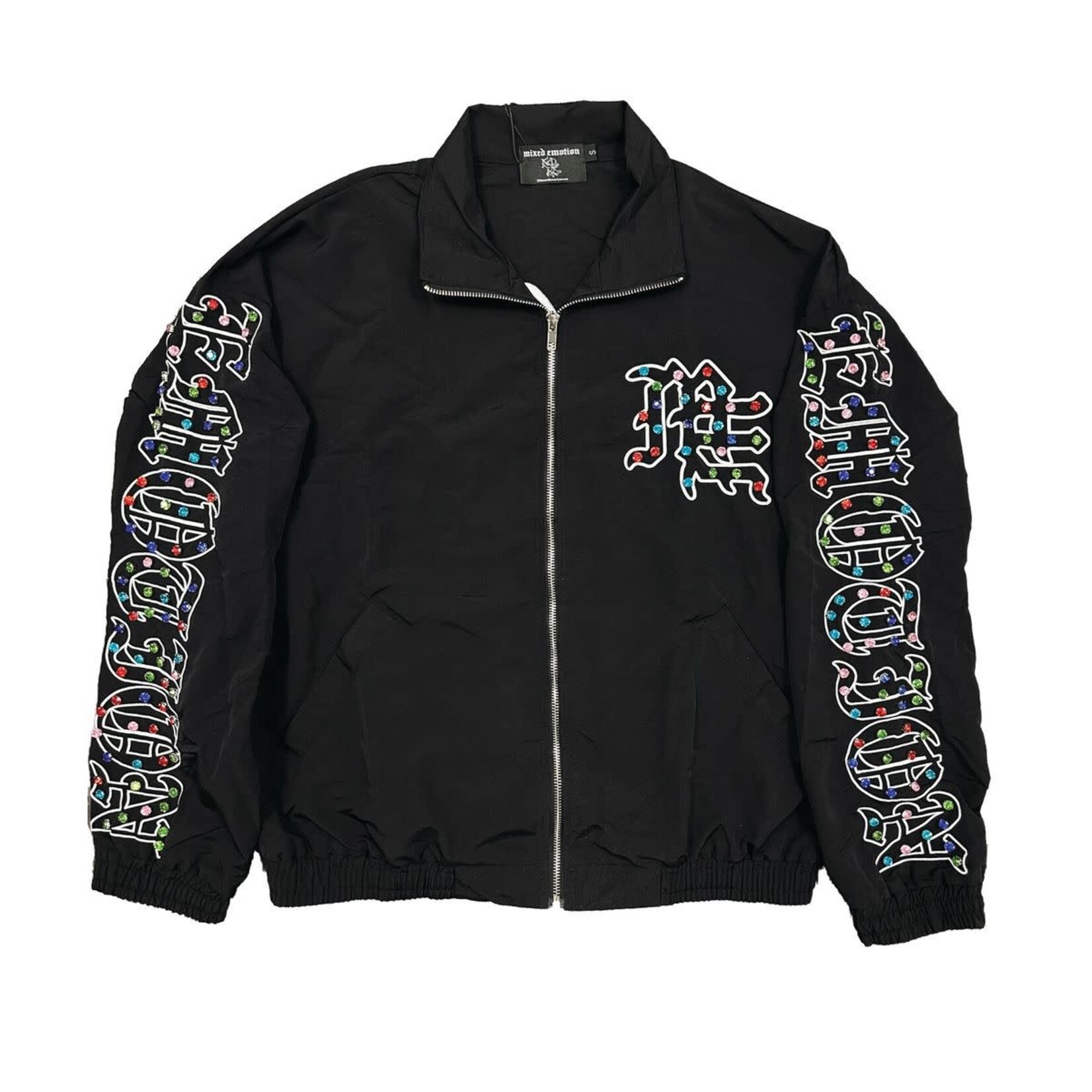 Mixed Emotion M.E Rhinestone Track Jacket Black