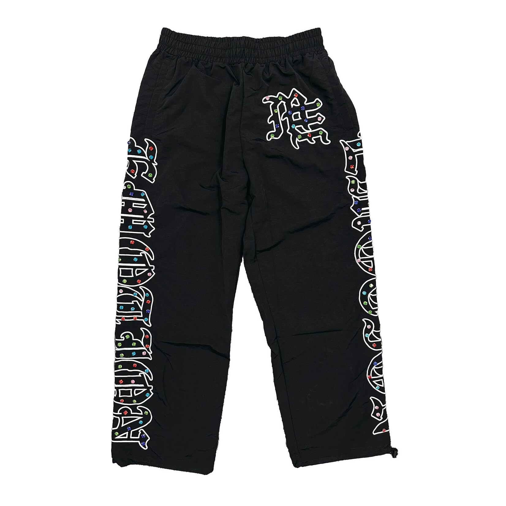Mixed Emotion M.E Rhinestone Track Pants Black