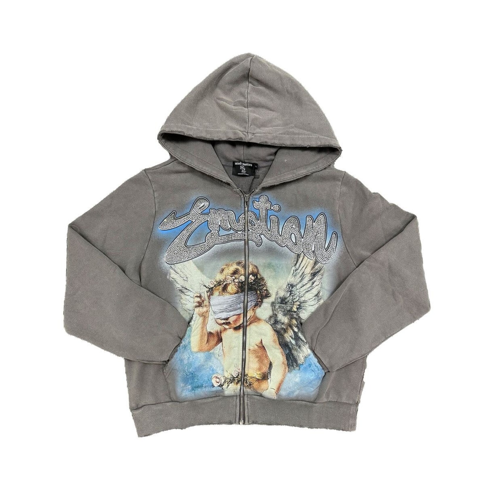 Mixed Emotion M.E Rhinestone Cupid Hoodie Grey