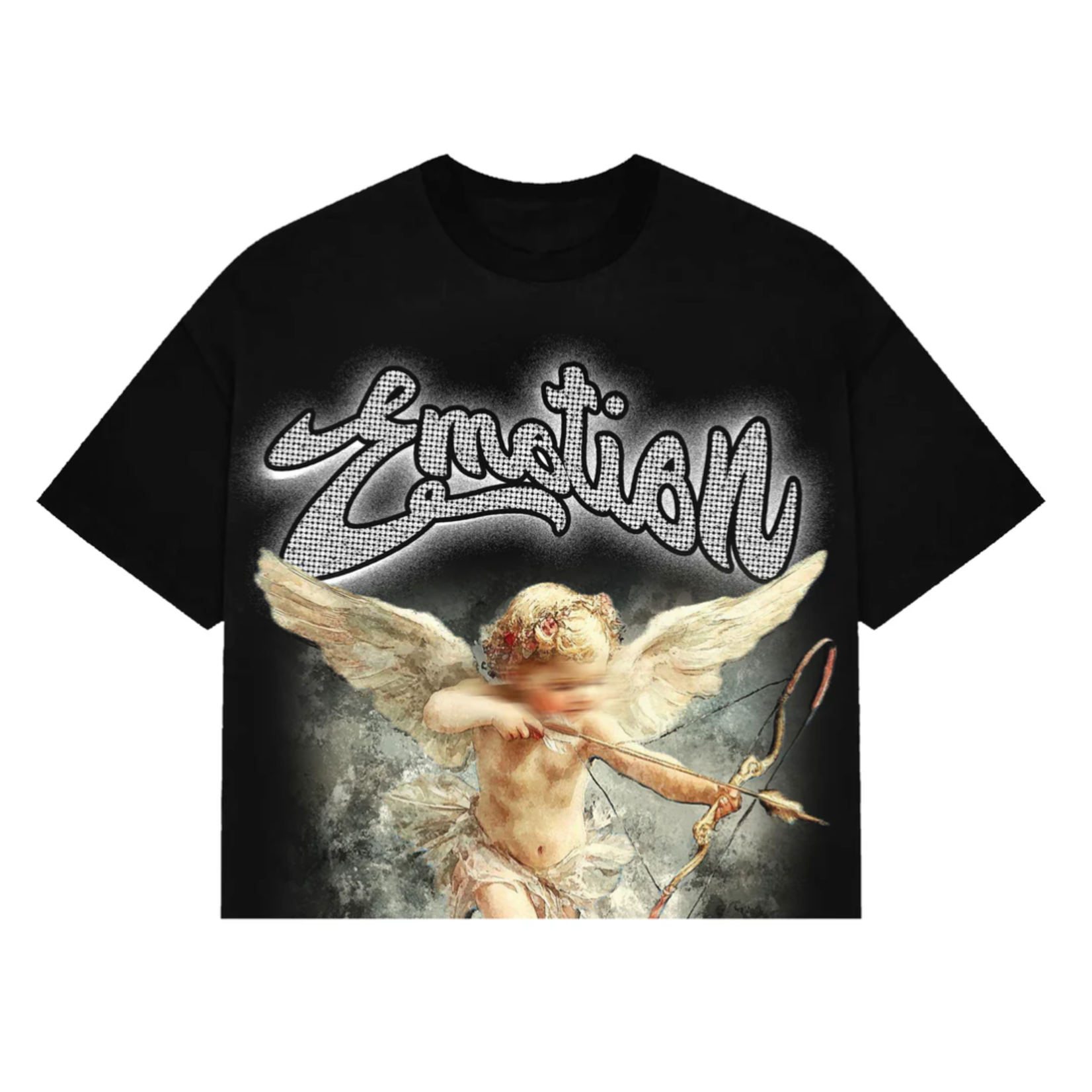 Mixed Emotion M.E Cupid Rhinestone Tee Black