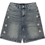 Rhinestone Astro Jorts Light Wash