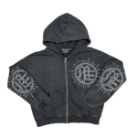 Mixed Emotion M.E Eclipse Rhinestone Hoodie Grey Wash