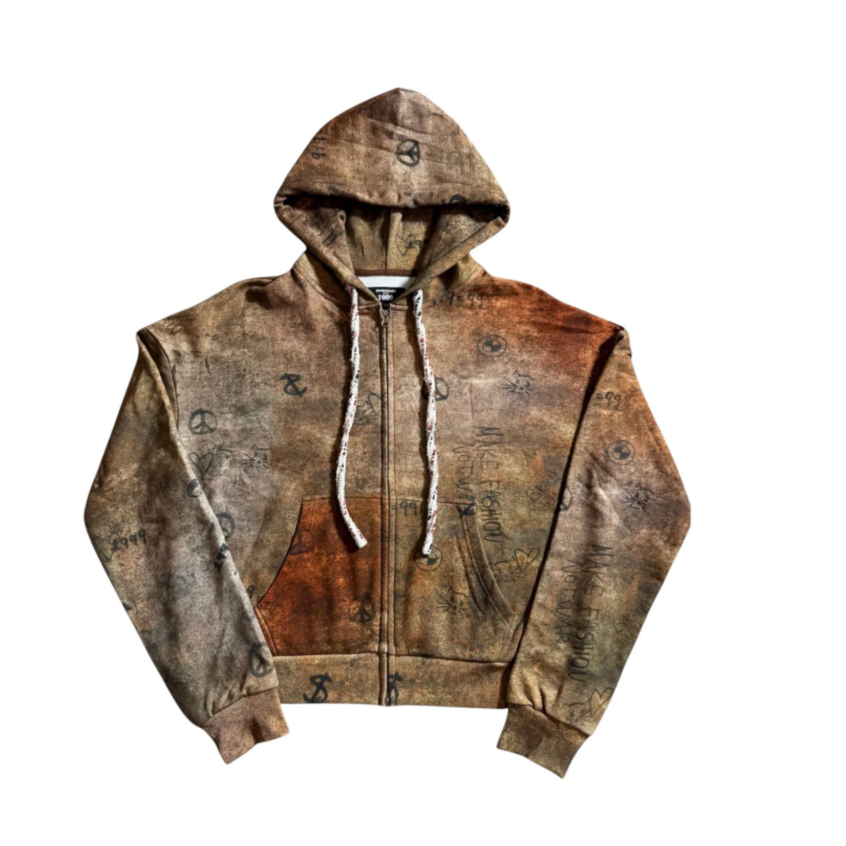 Brainwashed Brainwashed Zip Up Brown Graffiti