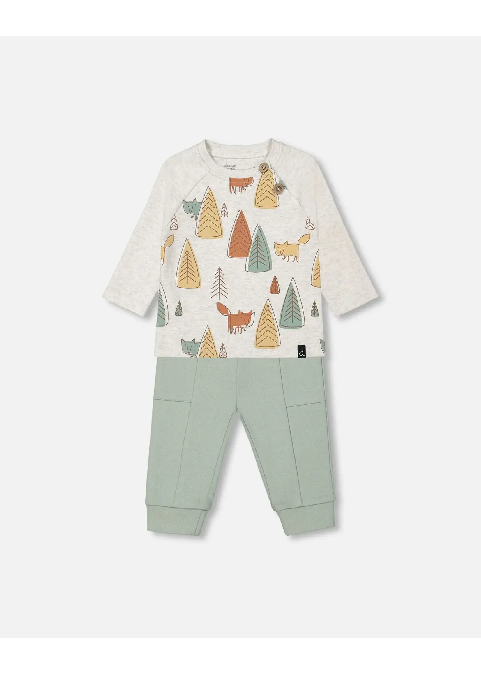 Deux Par Deux DPD Fox Printed Top & Pants C12-193