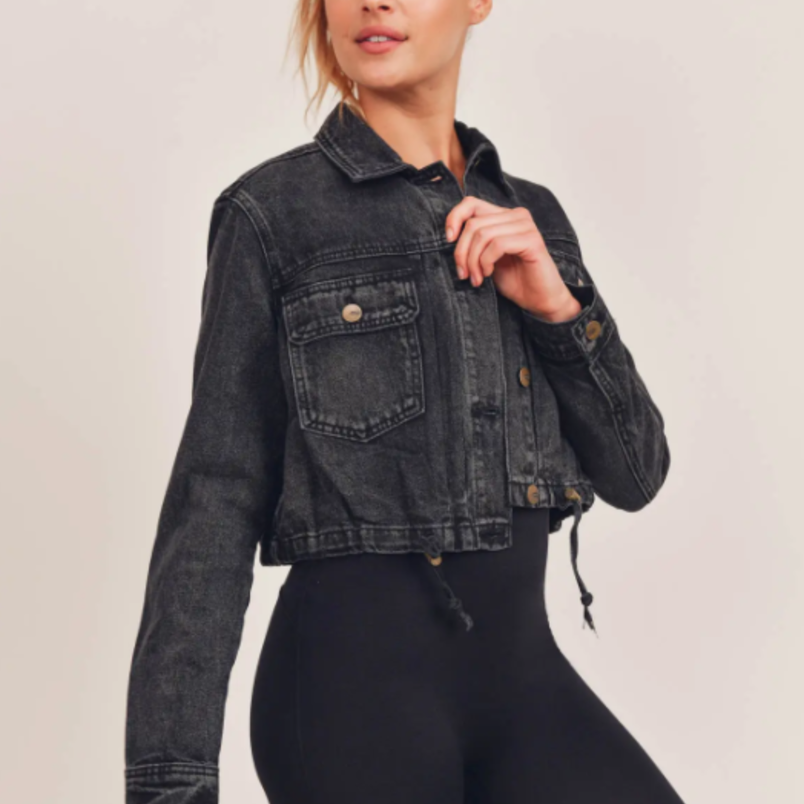 drawstring crop jacket