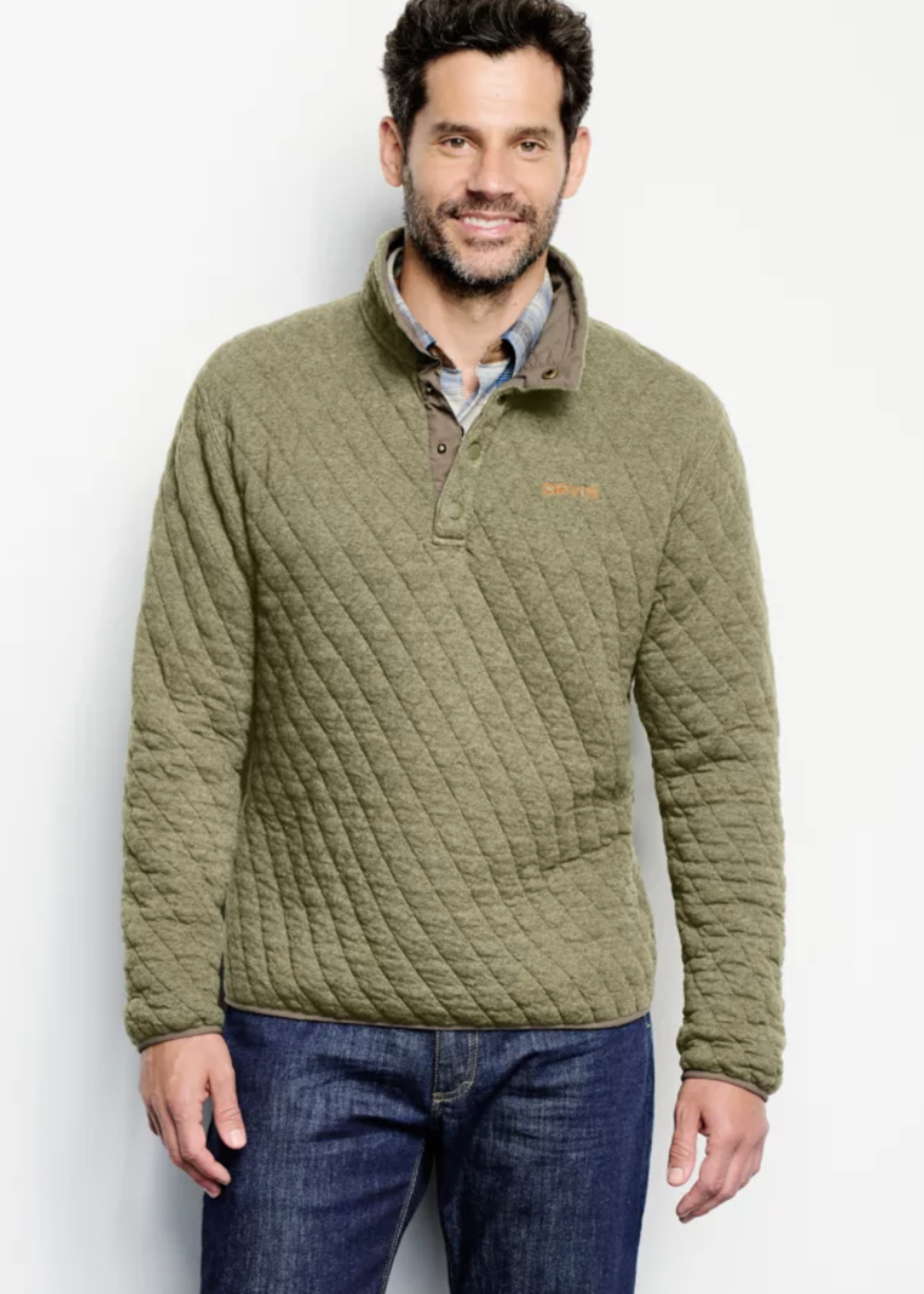 orvis outdoor quilted snap sweatshirt