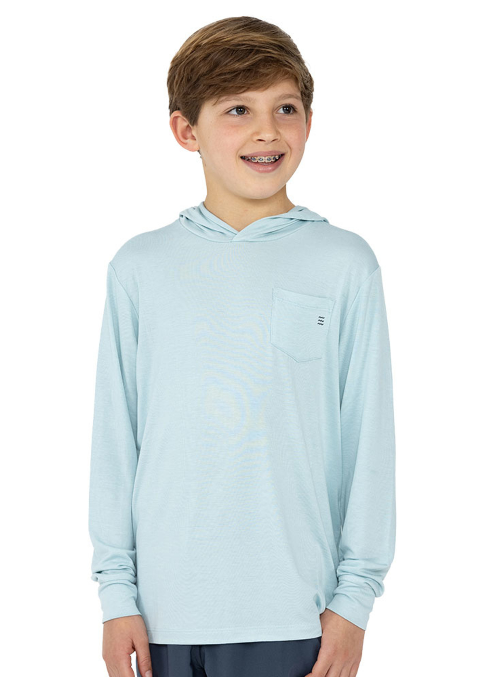 Free Fly Youth Bamboo Shade Hoody Cays Blue