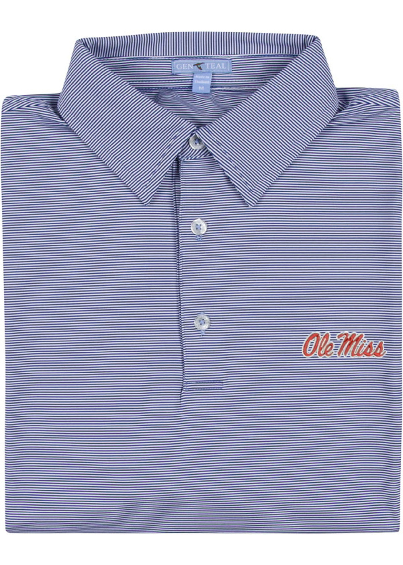 GenTeal Apparel Ole Miss Navy Pinstripe Performance Polo