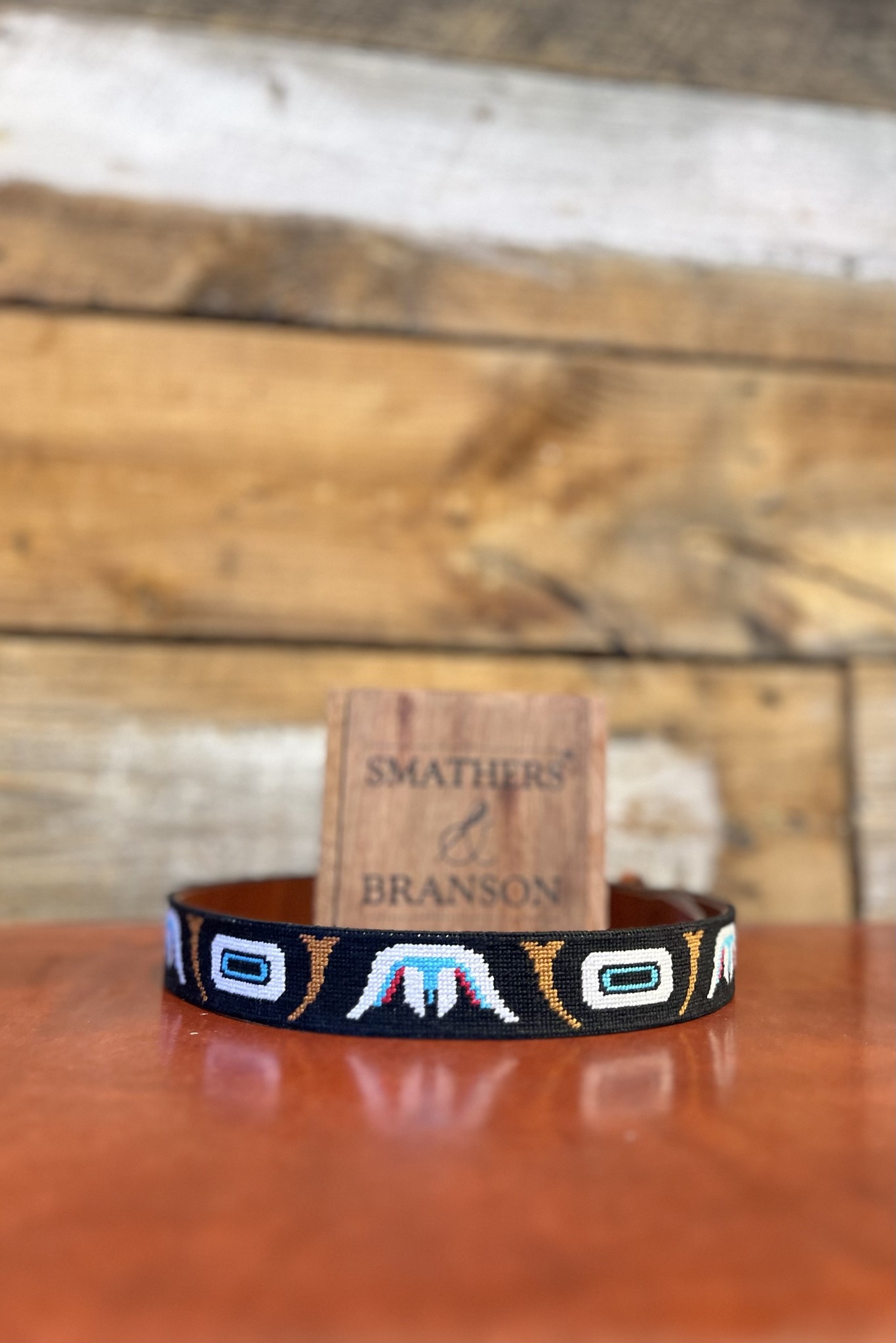 Memphis Aztec Needlepoint Belt Oxbeau