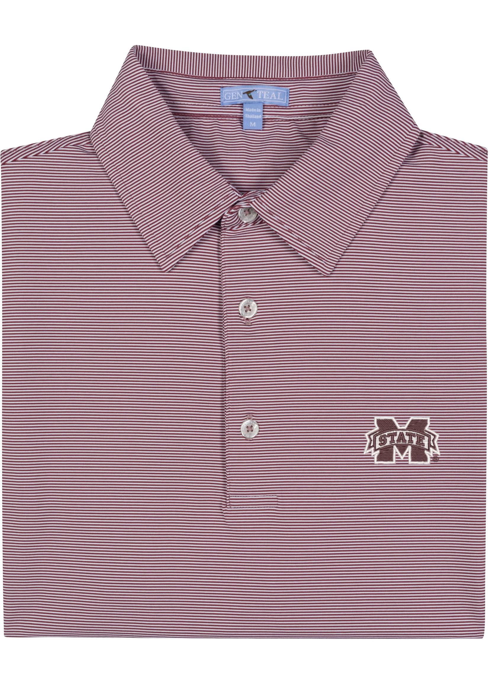 GenTeal Apparel Mississippi State Maroon Pinstripe Polo