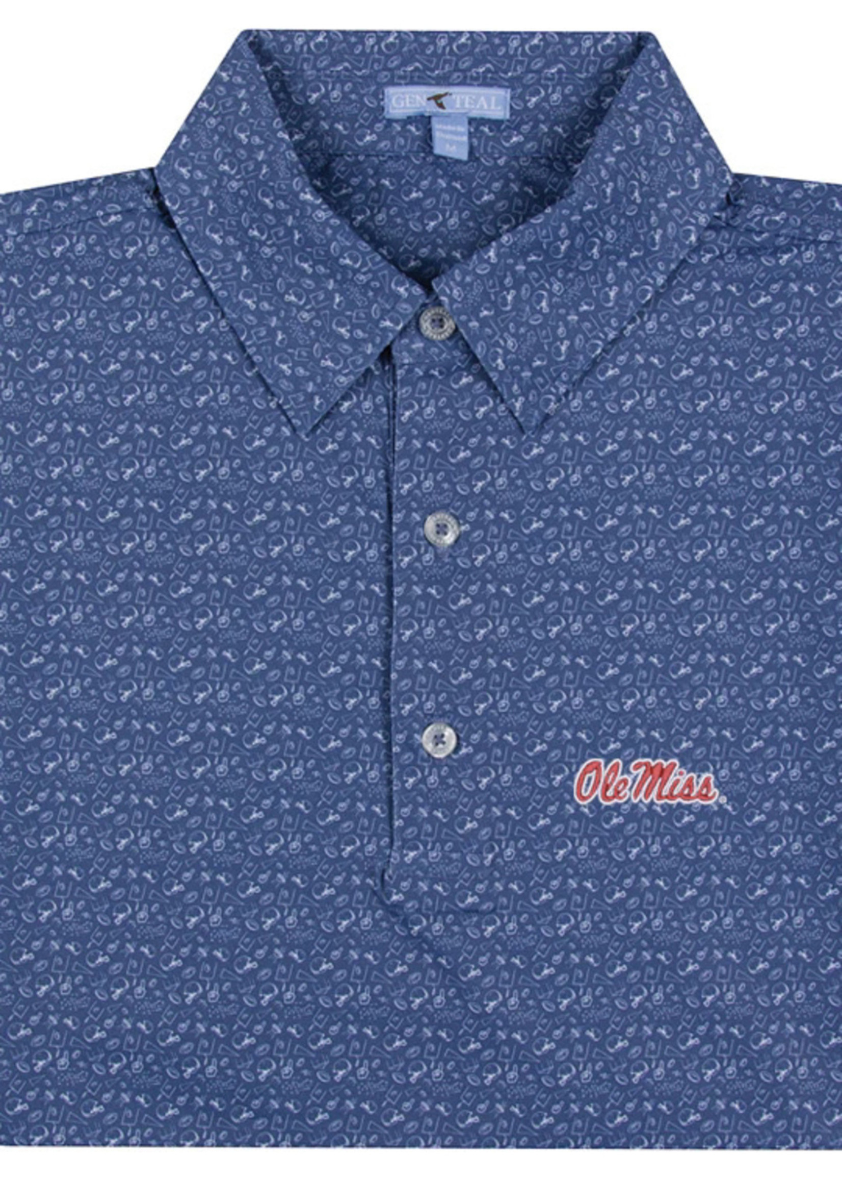 GenTeal Apparel Ole Miss Tailgate brr Print Polo