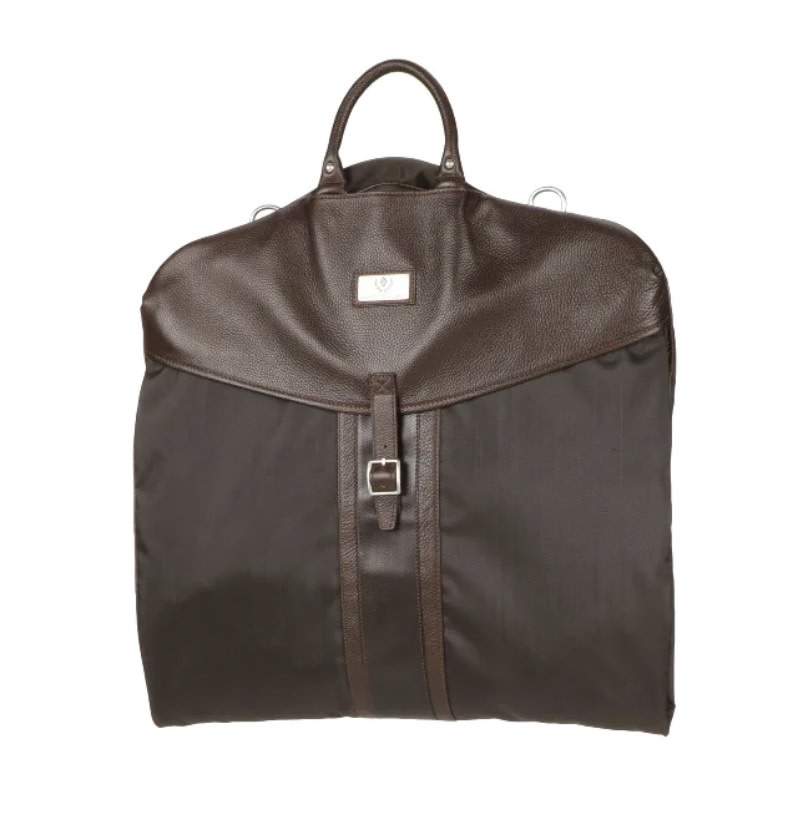 Rudyard Coachman Tumbled Saddle Leather Garment Bag - Chocolate