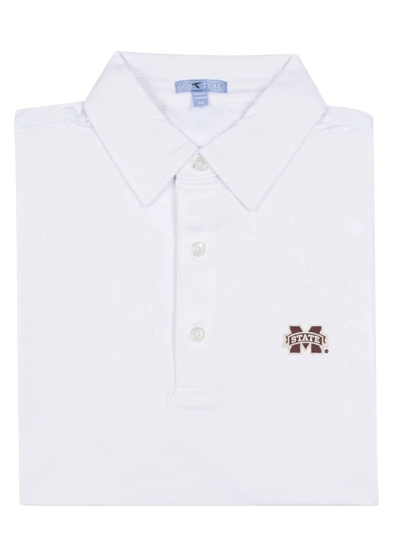 GenTeal Apparel Mississippi State White Performance Polo