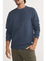 Marine Layer Corbet Quilted Crewneck Navy Heather