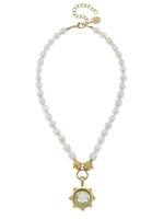 Susan Shaw Venetian Fleur de Lis  Freshwater Pearl Necklace