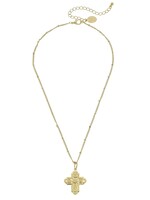 Susan Shaw Gold Cross on Gold Chain Necklace