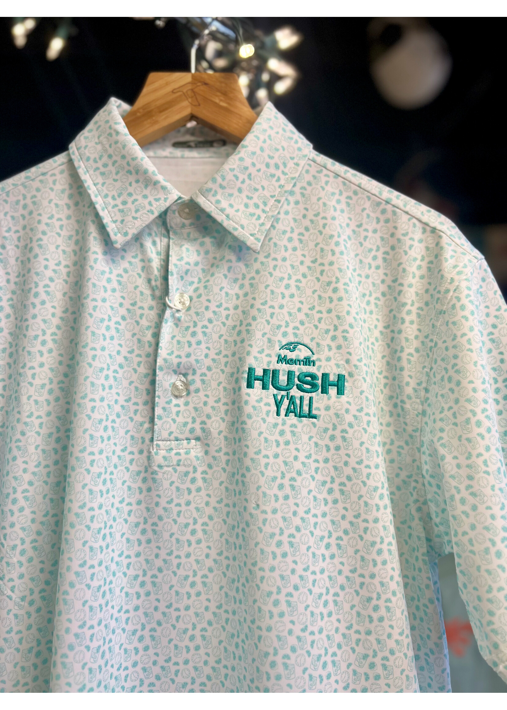 Hush Y'all Mint Happy Hour Polo