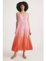 Marine Layer Corinne Double Cloth Maxi Dress Pink Dip Dye