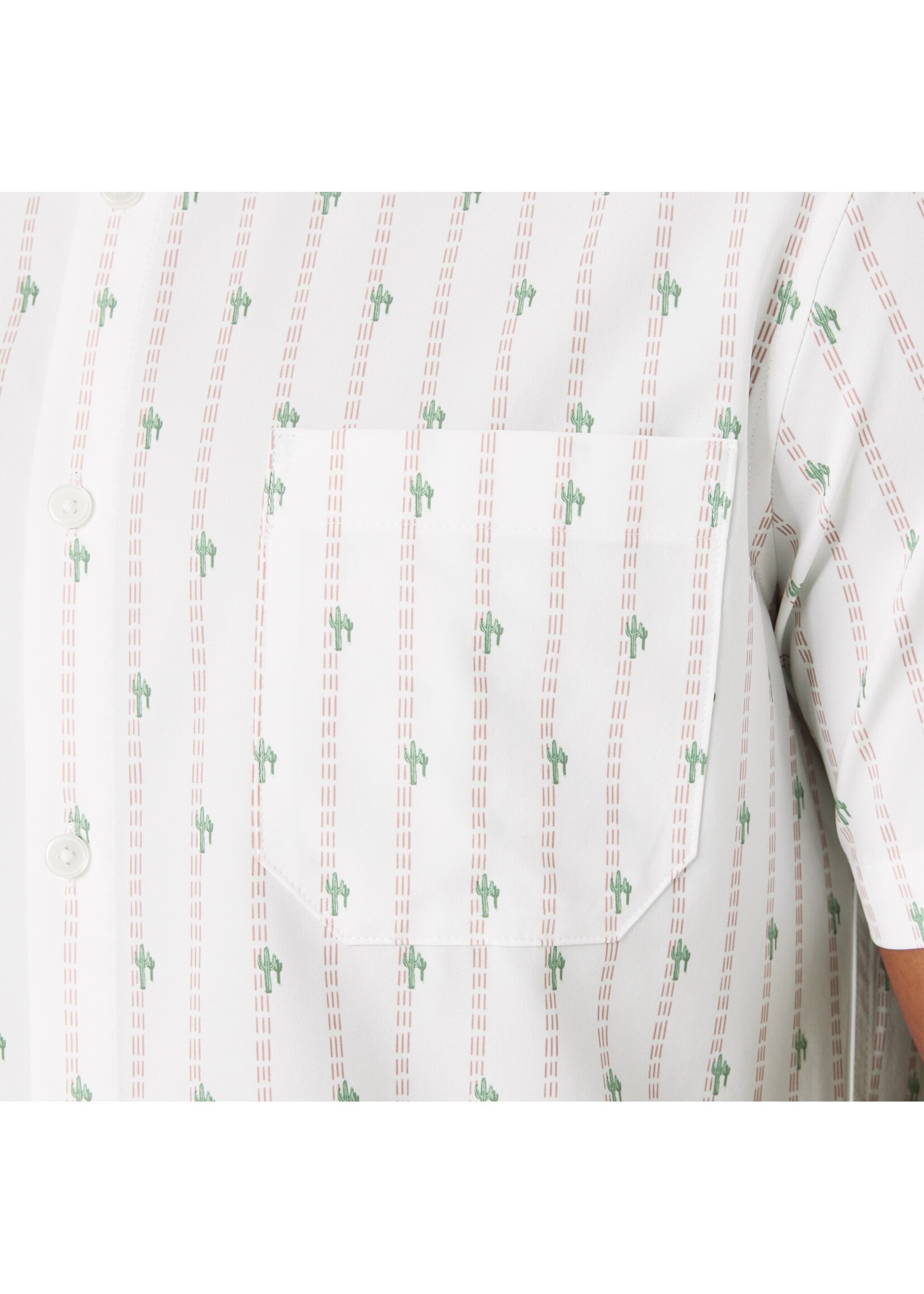Mizzen + Main Leeward SS Dress Shirt Rose Cactus Stripe