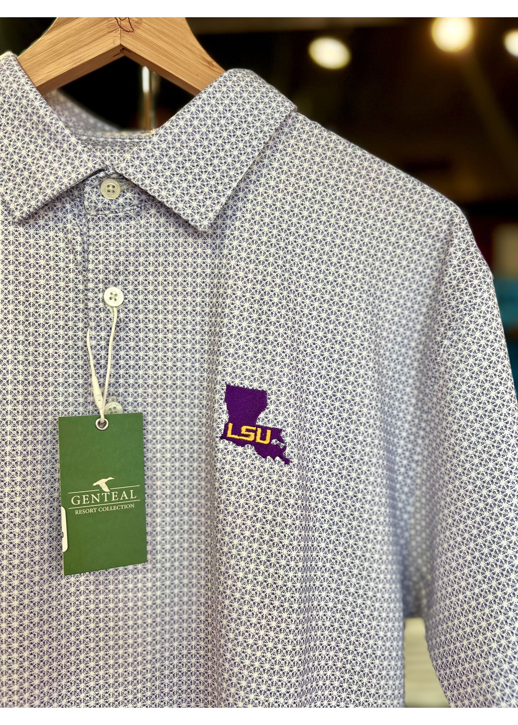 GenTeal Apparel LSU Tile Print Polo
