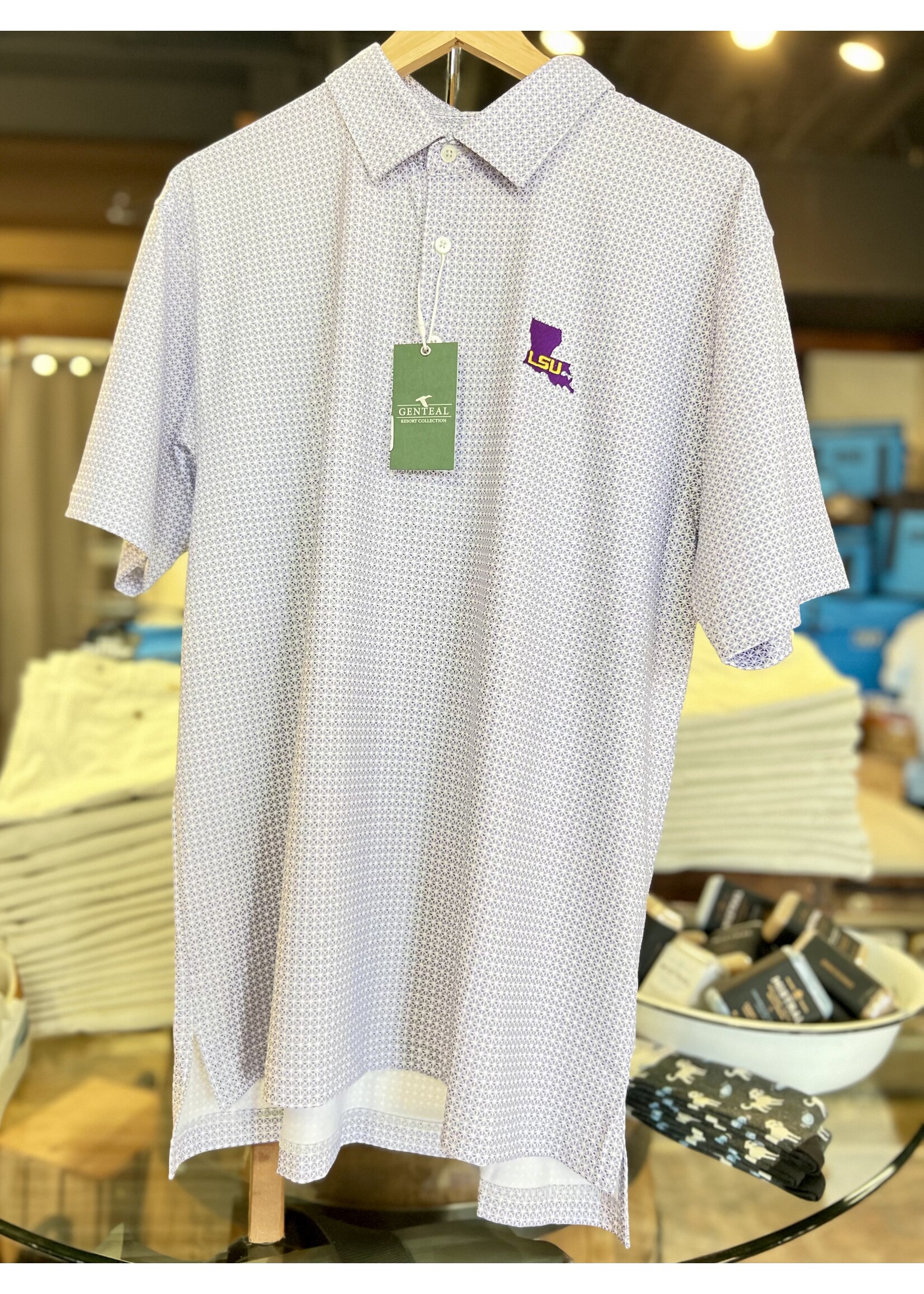 GenTeal Apparel LSU Tile Print Polo