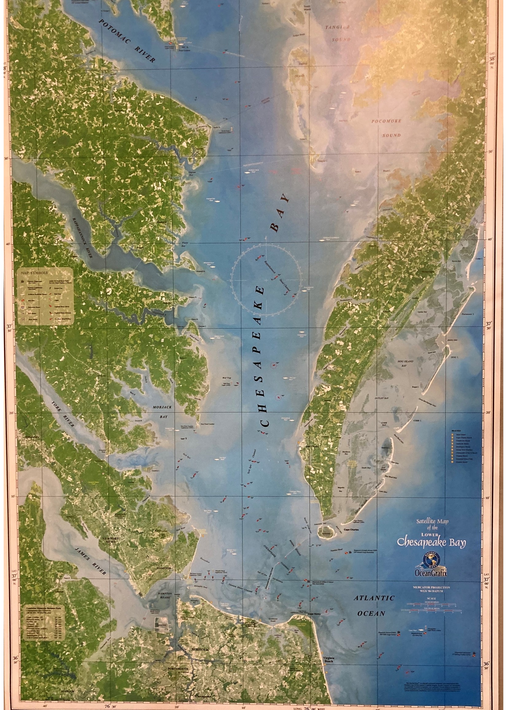 Map, Lower Chesapeake Bay - Satellite View