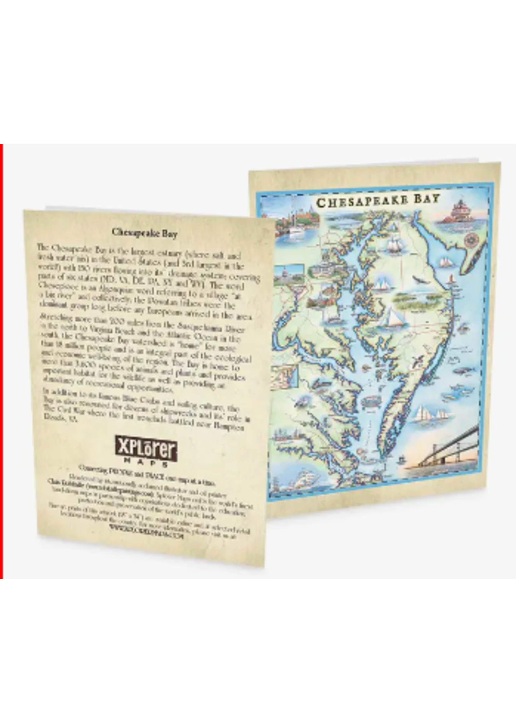 Faire - Xplorer Maps Notecard, Chesapeake Bay Map in Color